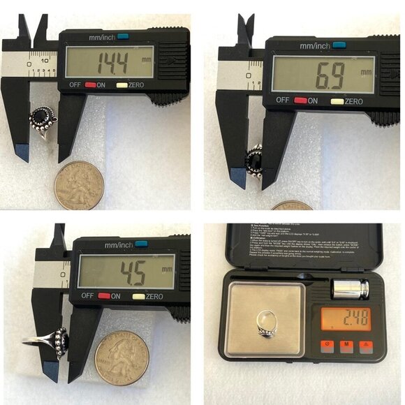 VTG Sterling Silver 925 NAKAI Navajo Dainty Round Black Onyx Ring Sz 5.5 - Picture 10 of 16